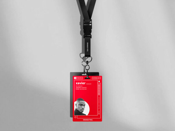 Vertical ID Card Badge Lanyard Mockup