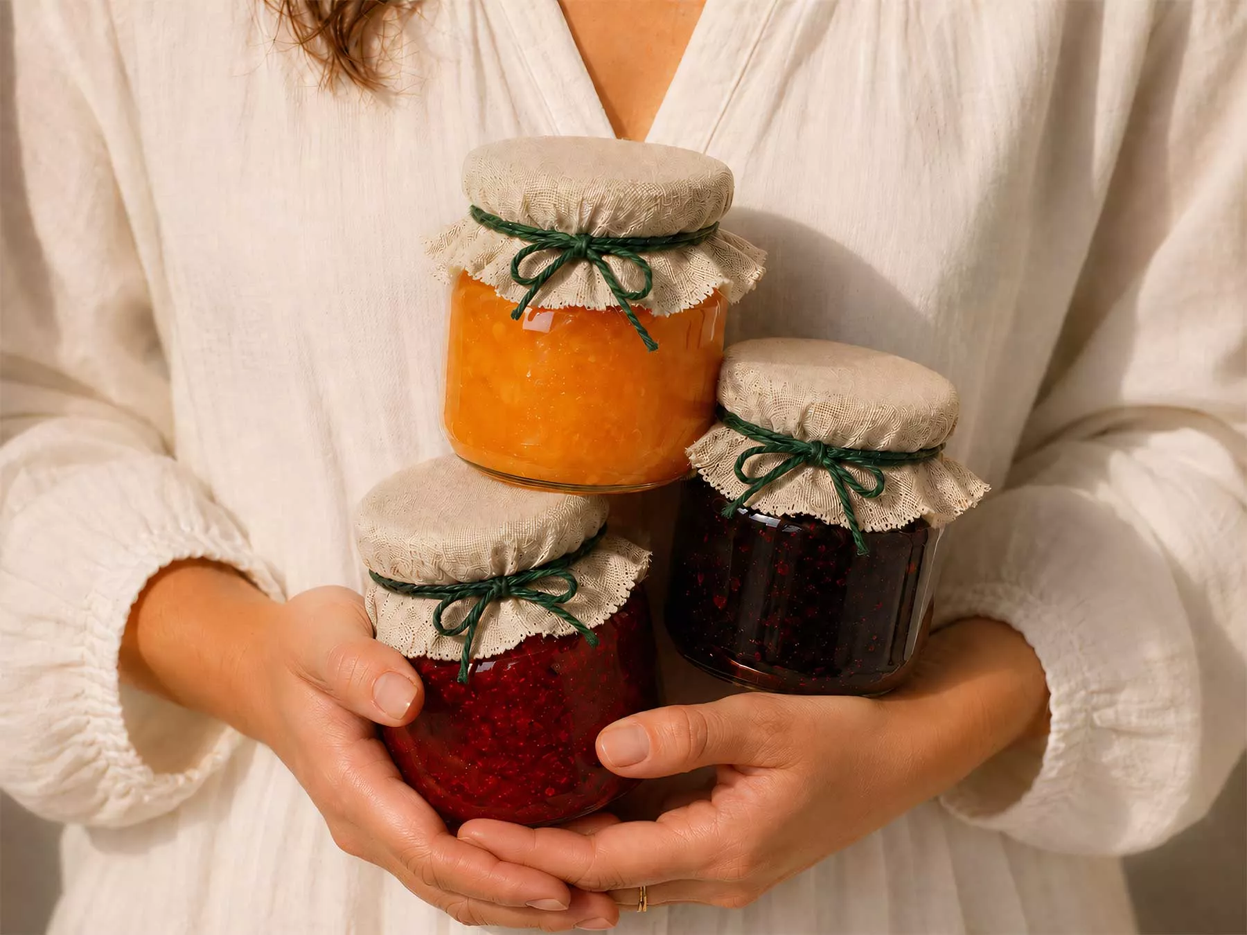 Woman Holding Glass Jam Jars Mockup