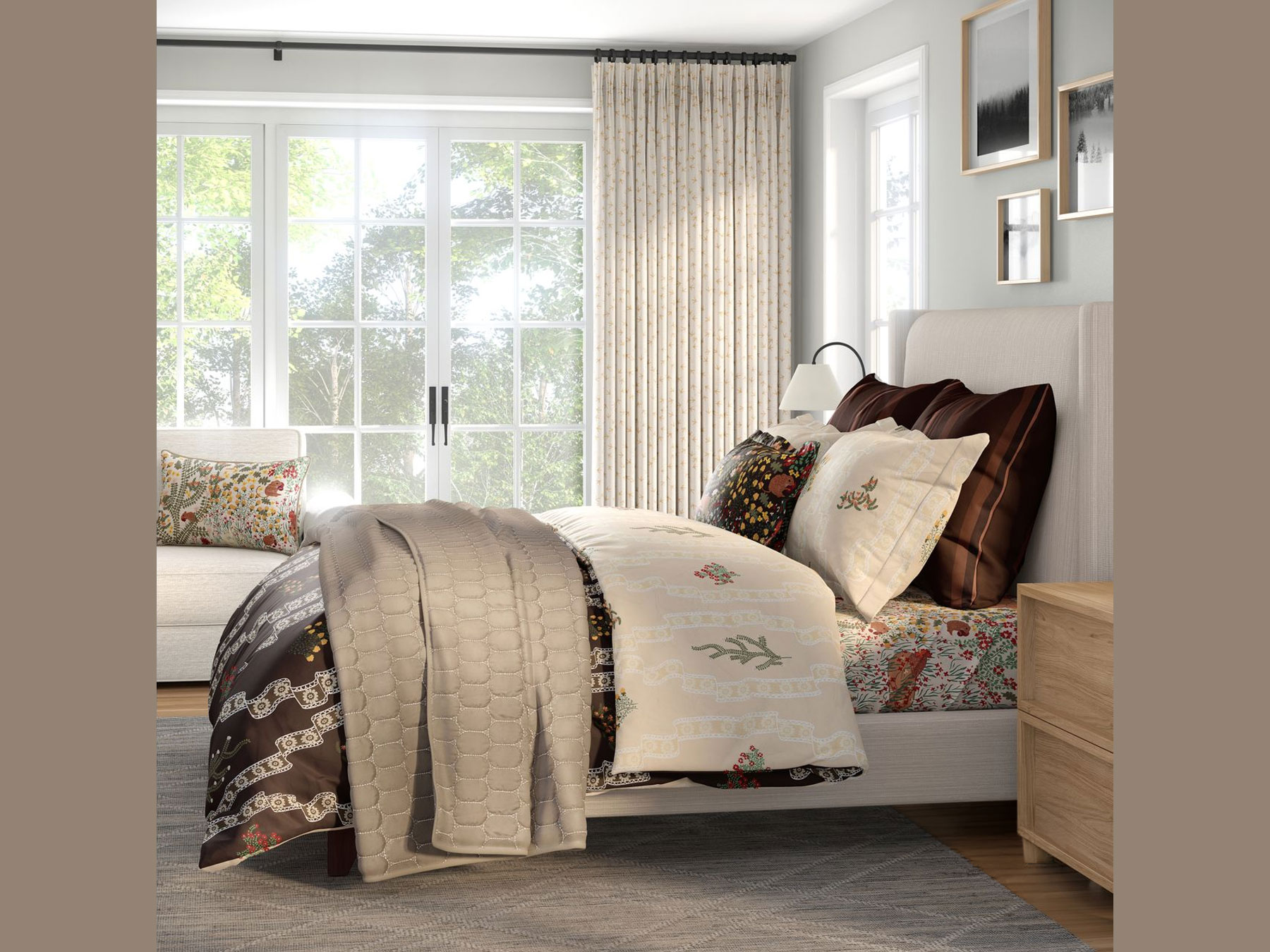 Bedroom Interior and Bedding Branding Free Mockup