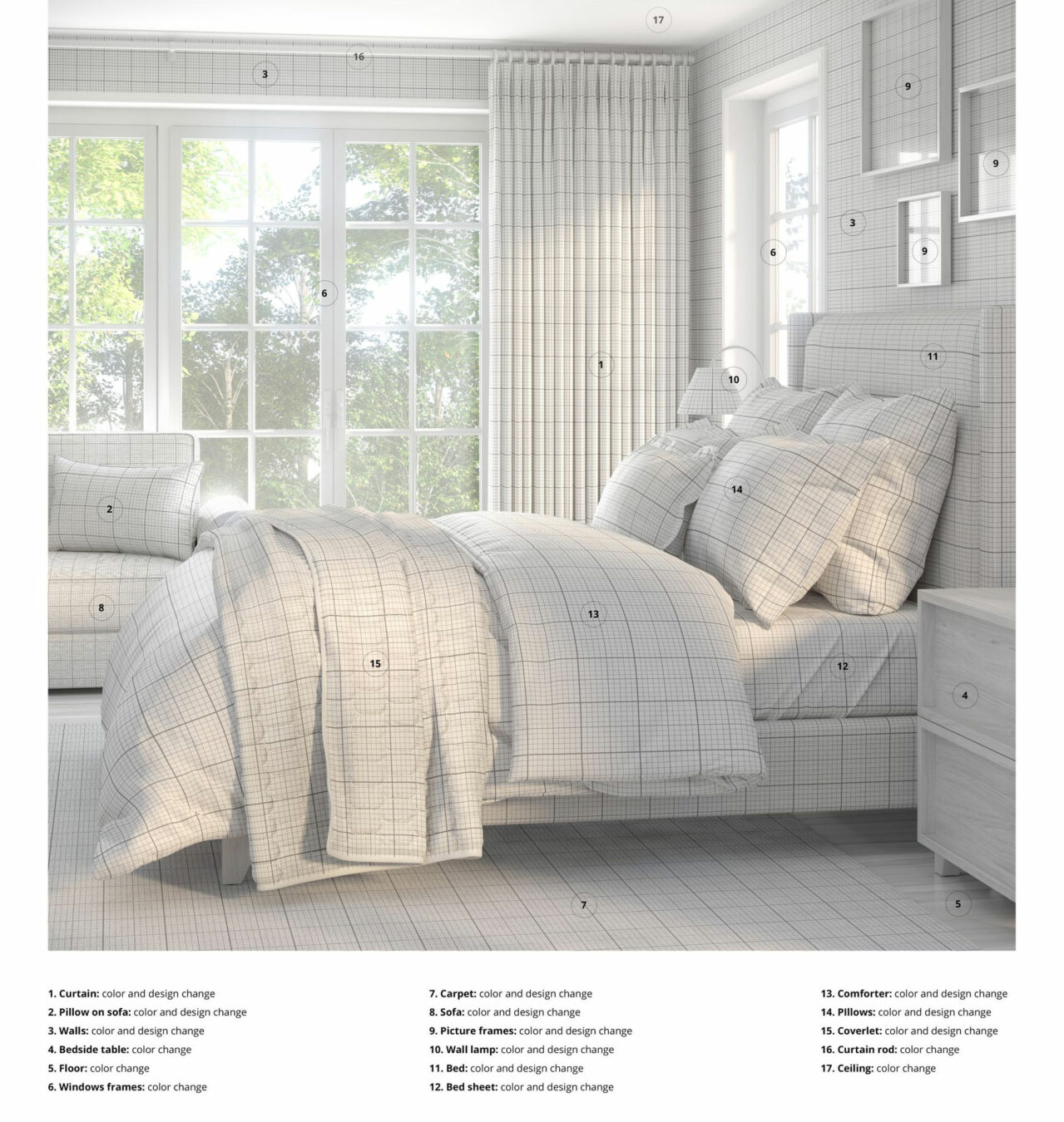Bedroom Interior and Bedding Branding Free Mockup