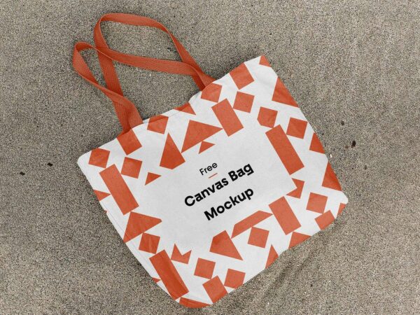 Canvas Tote Bag on Sand Free Mockup