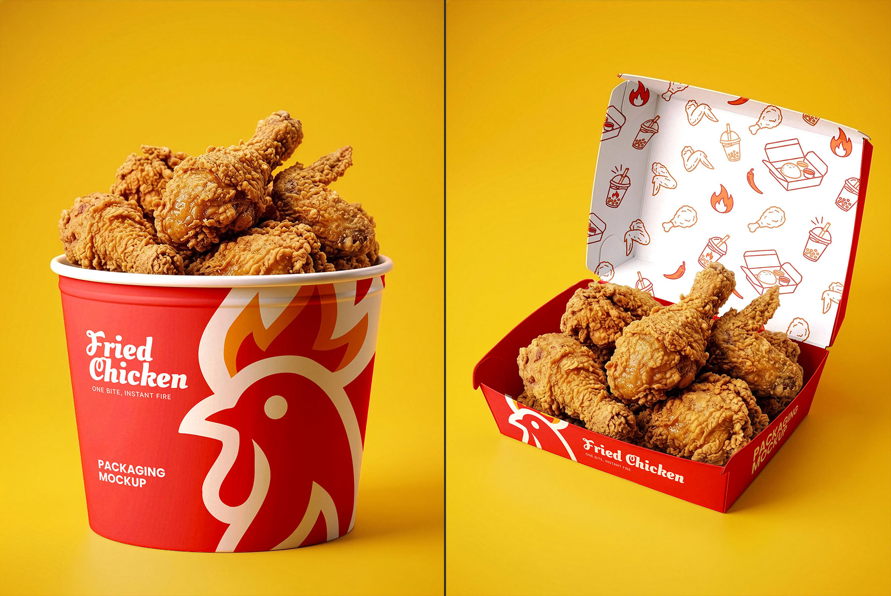 Free Fast Food & Fried Chicken Branding Mockup Bundle