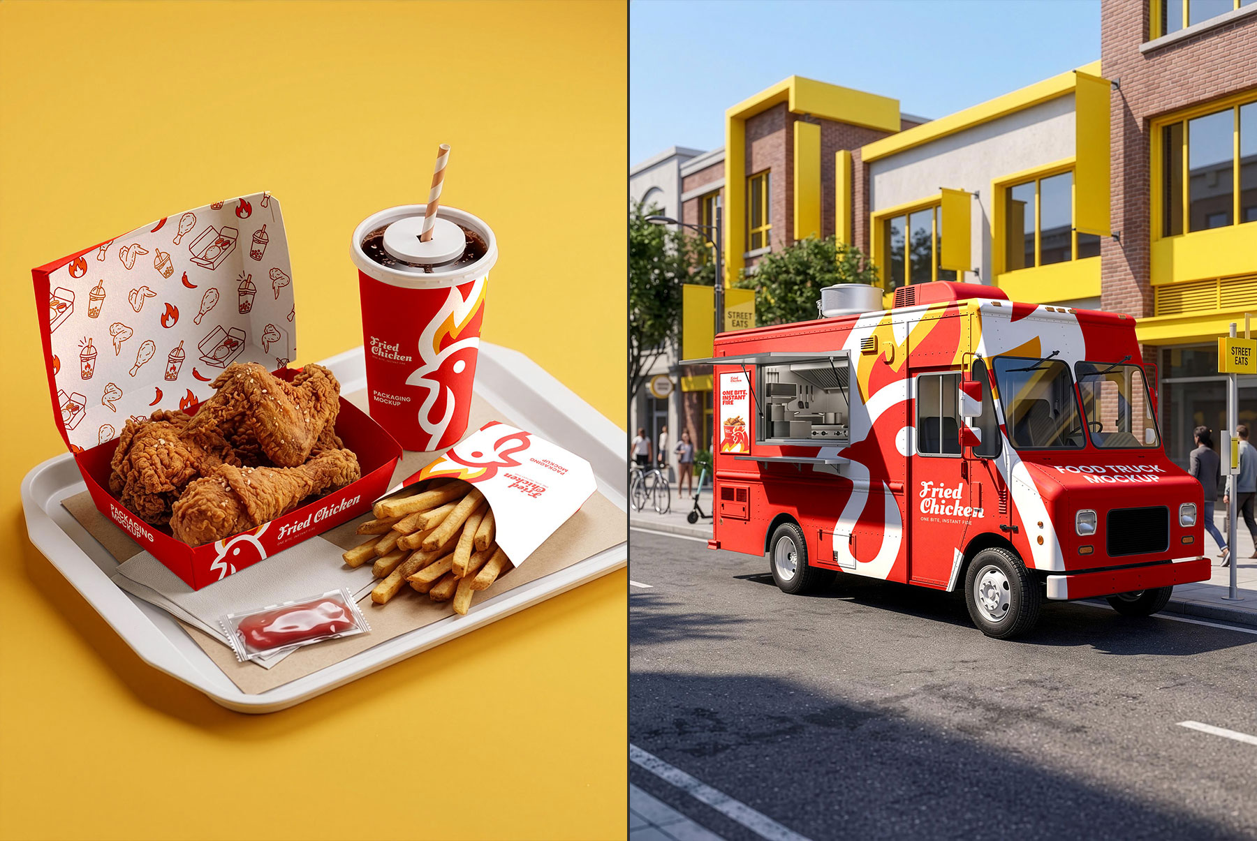 Free Fast Food & Fried Chicken Branding Mockup Bundle