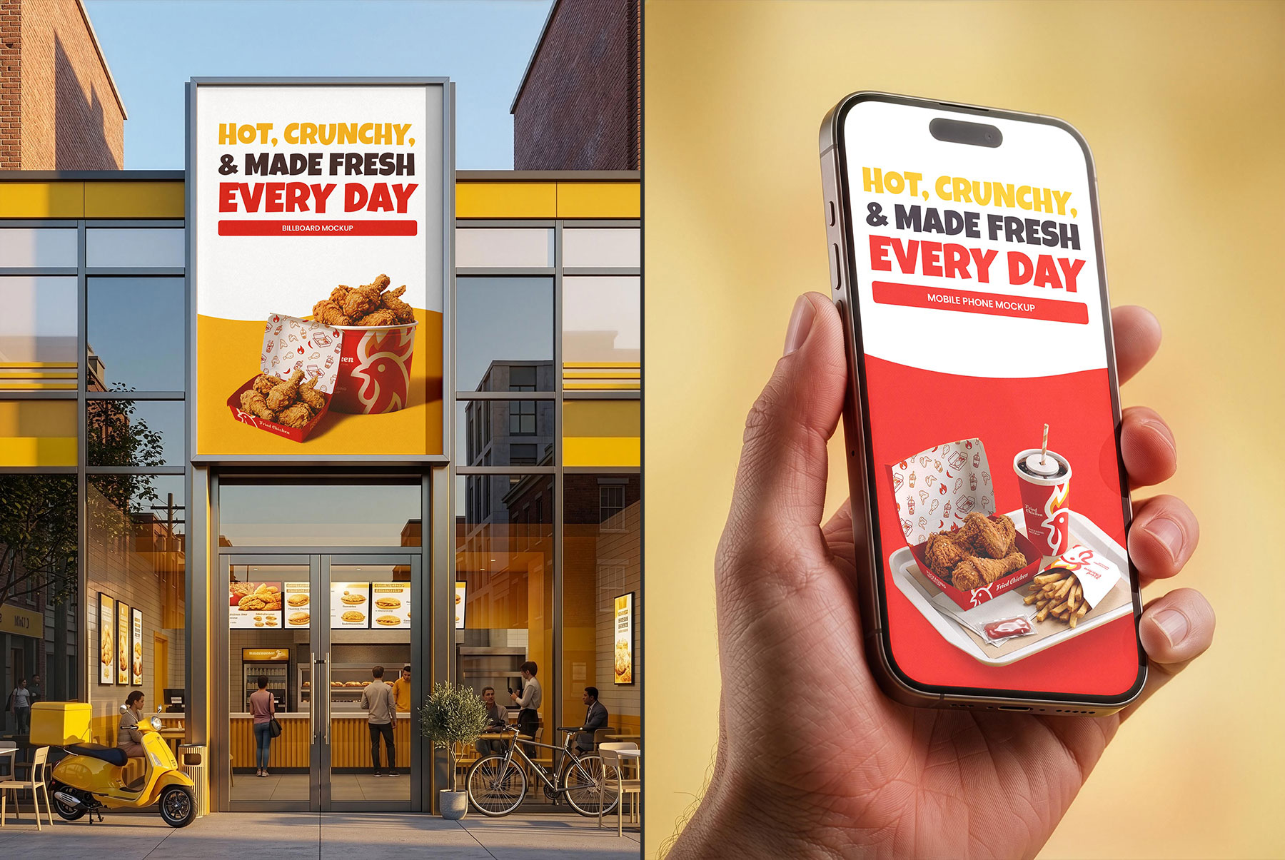 Free Fast Food & Fried Chicken Branding Mockup Bundle