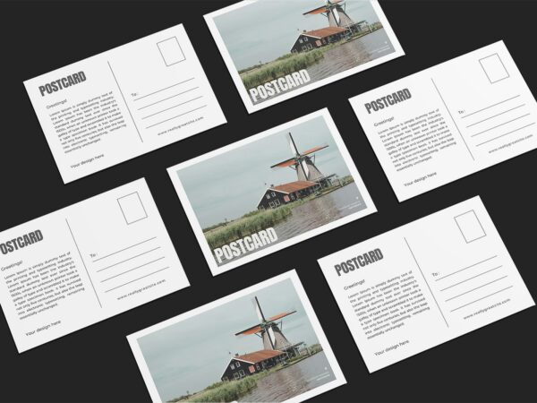 Free Grid Postcards Mockup – Front and Back