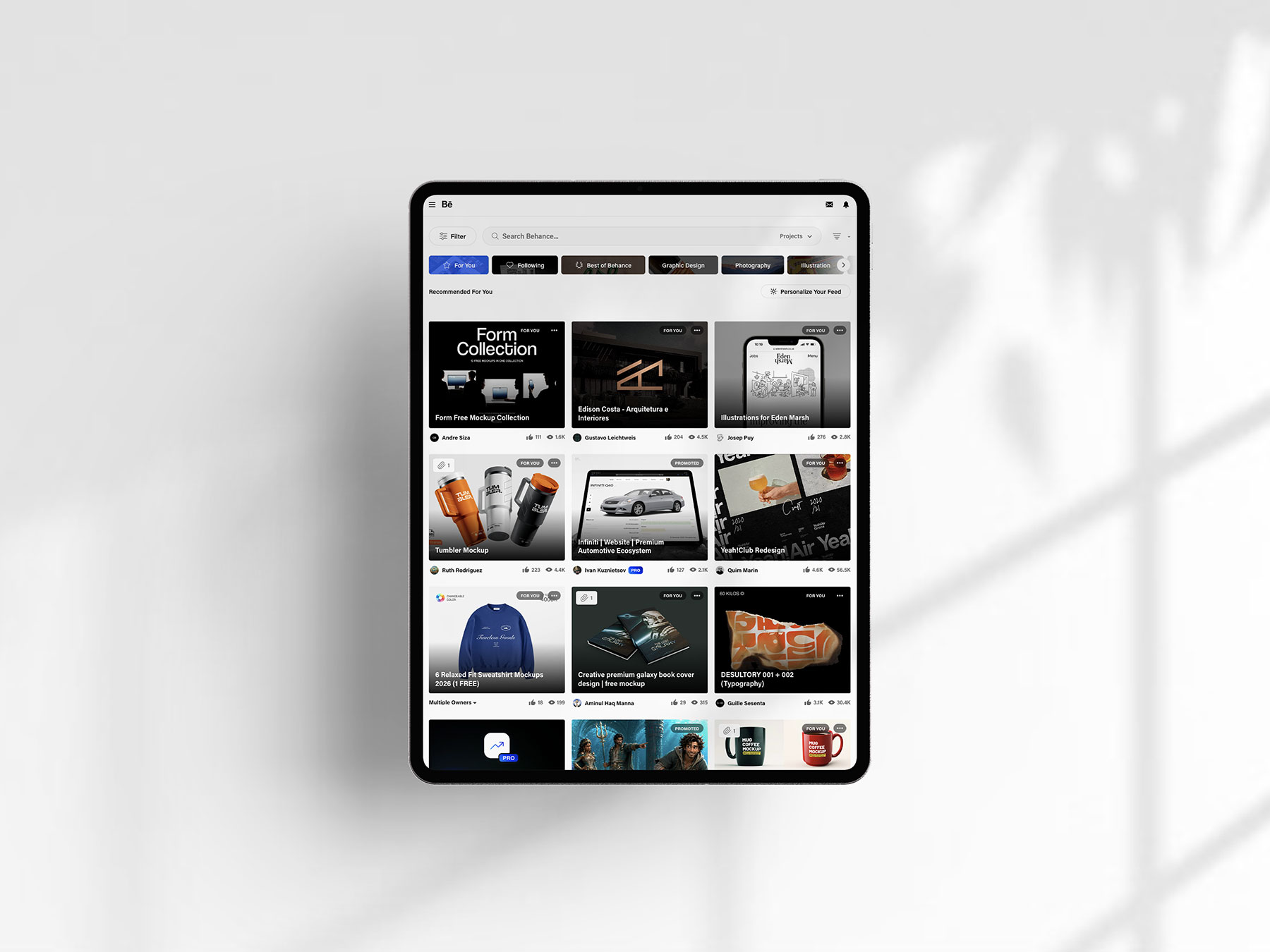 Free iPad Pro Mockup with Background Shadows