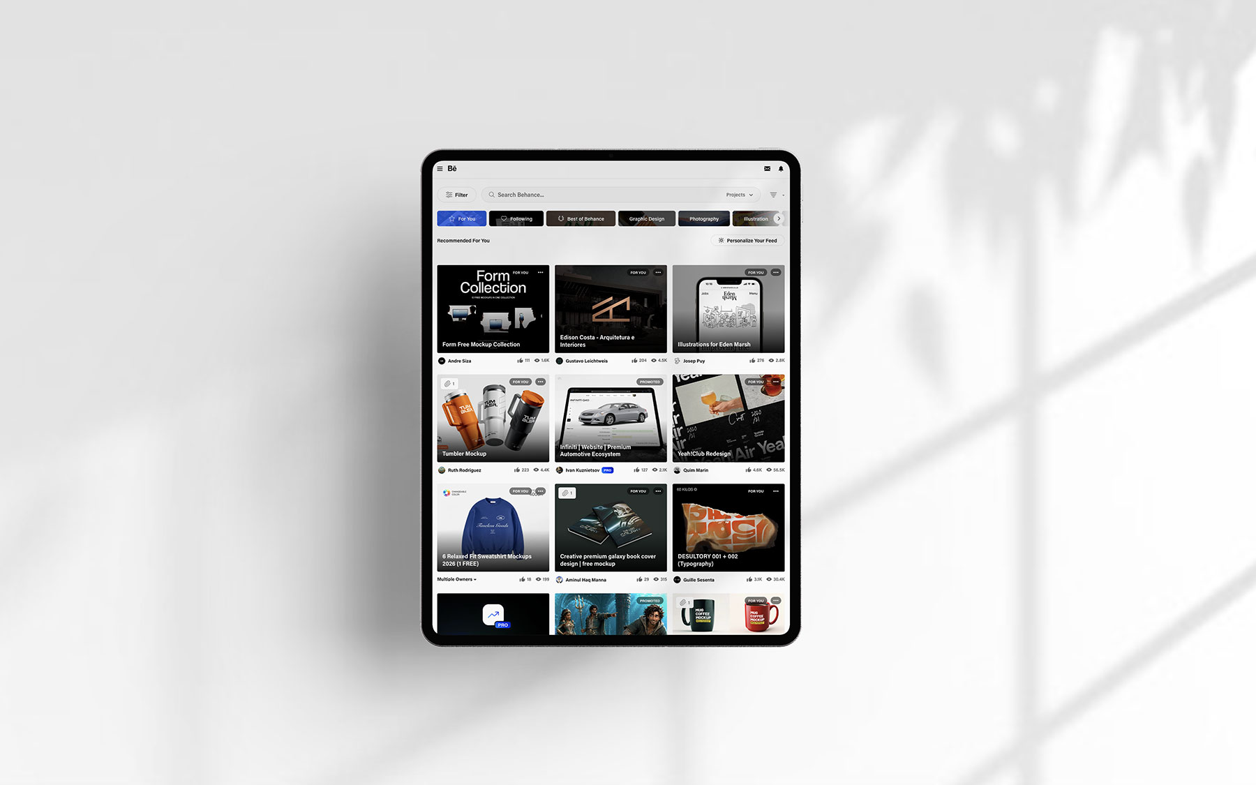 Free iPad Pro Mockup with Background Shadows