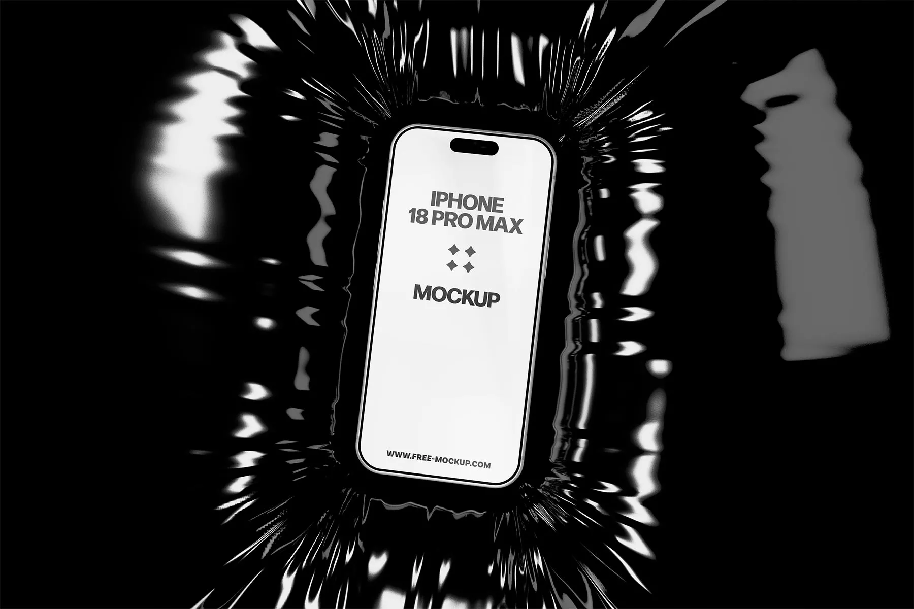 Free iPhone 18 Pro Mockup on Glossy Vinyl
