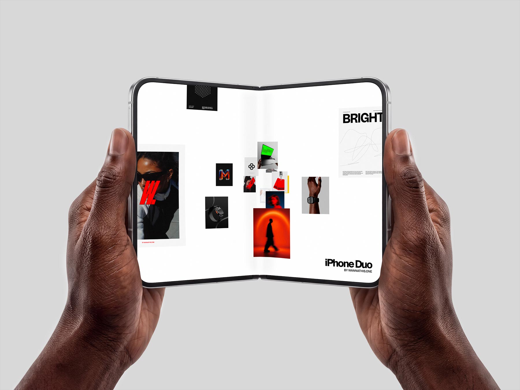 Free iPhone Duo Mockup Held in Hands