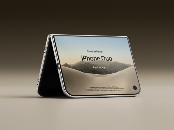 Free iPhone Duo Mockup in Tent Mode
