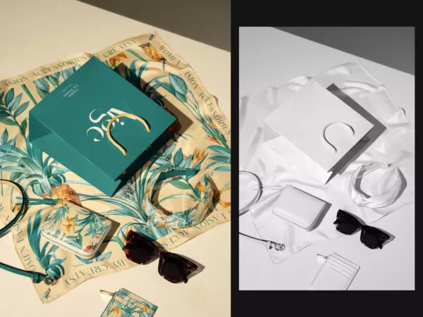 Free Luxury Silk Scarf and Leather Accessories Branding Mockup