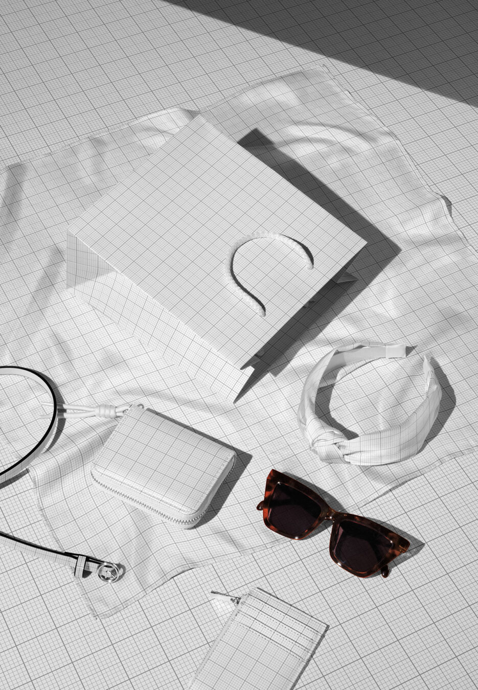 Free Luxury Silk Scarf and Leather Accessories Branding Mockup