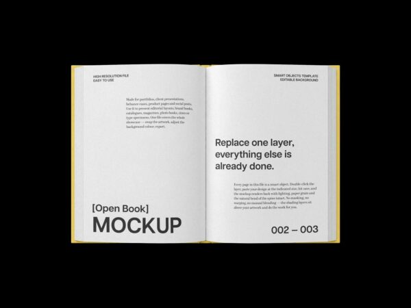 Free Open Hardcover Book Spread Mockup