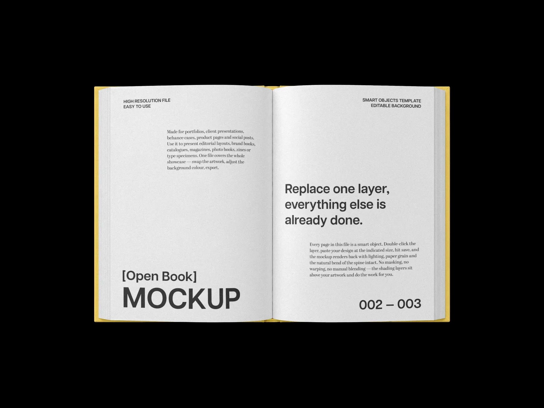 Free Open Hardcover Book Spread Mockup