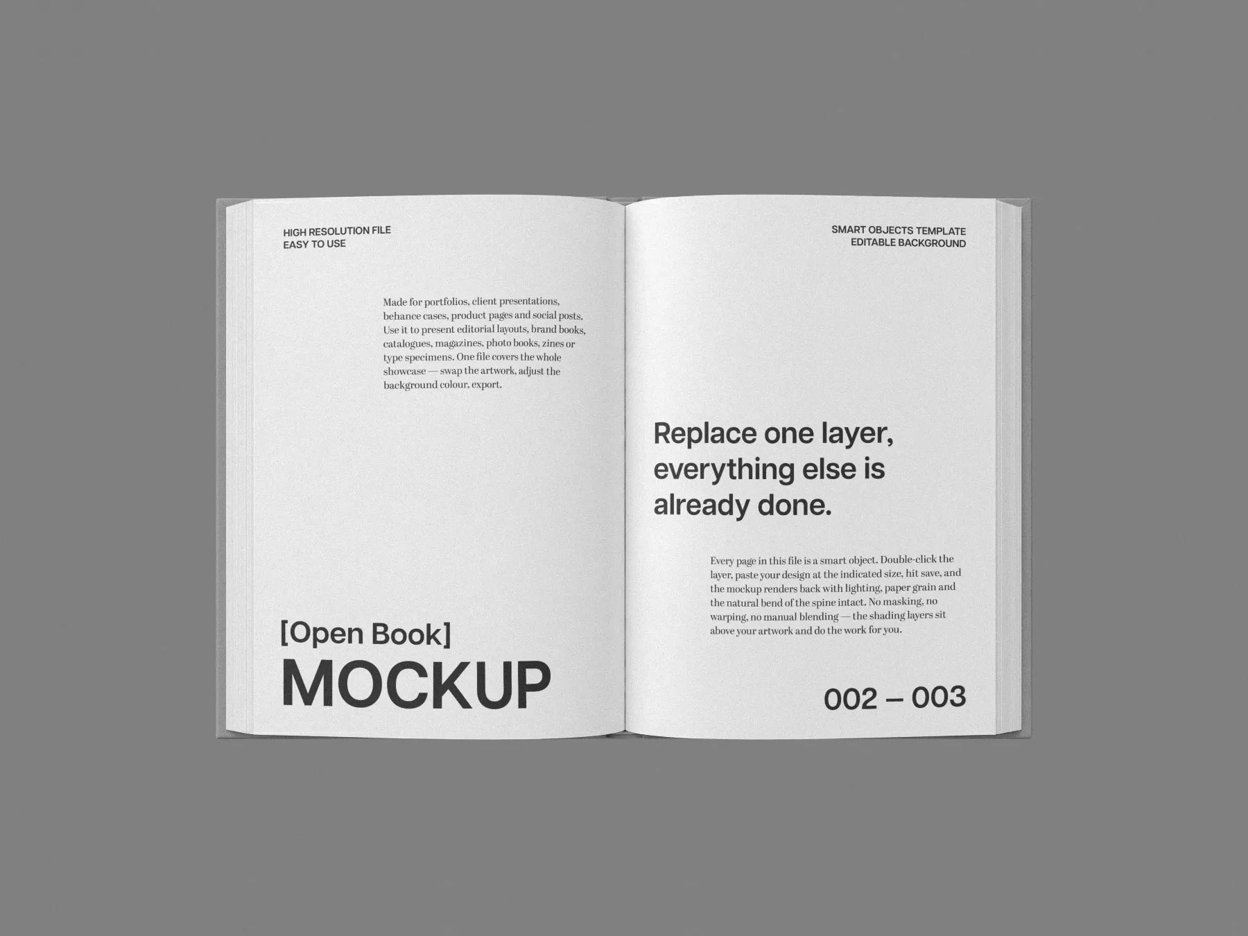 Free Open Hardcover Book Spread Mockup