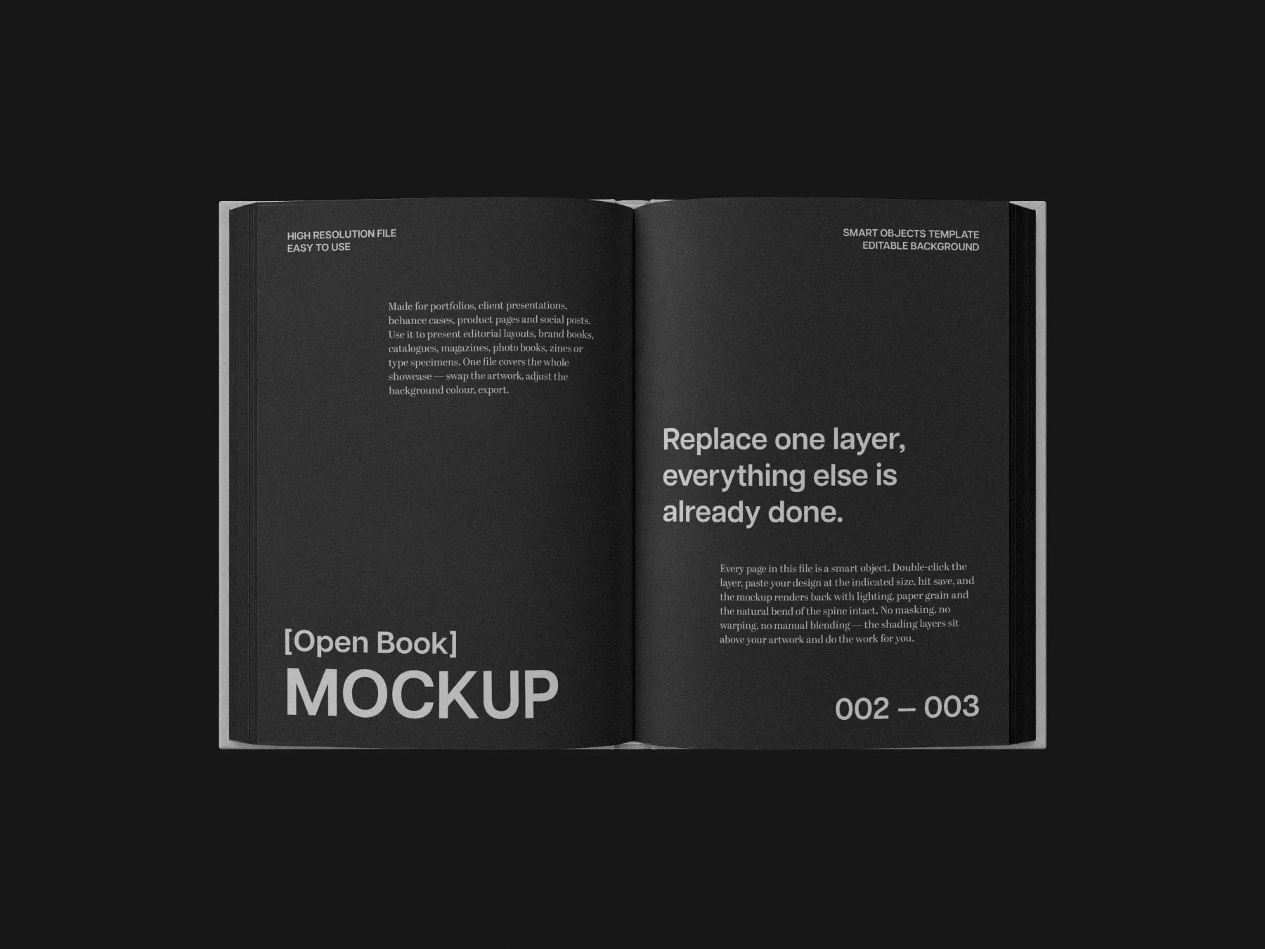 Free Open Hardcover Book Spread Mockup