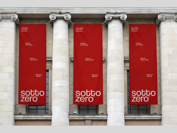 Free Outdoor Vertical Banners Mockup