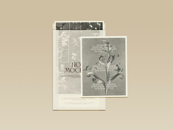 Free Transparent Glassine Envelope and Stationery Card Mockup