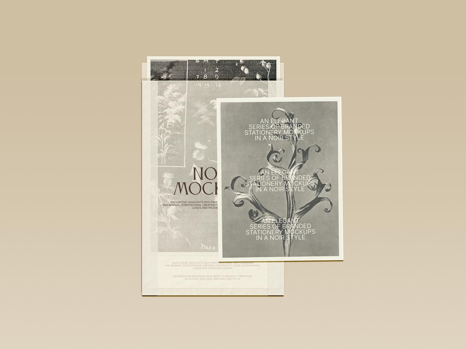 Free Transparent Glassine Envelope and Stationery Card Mockup