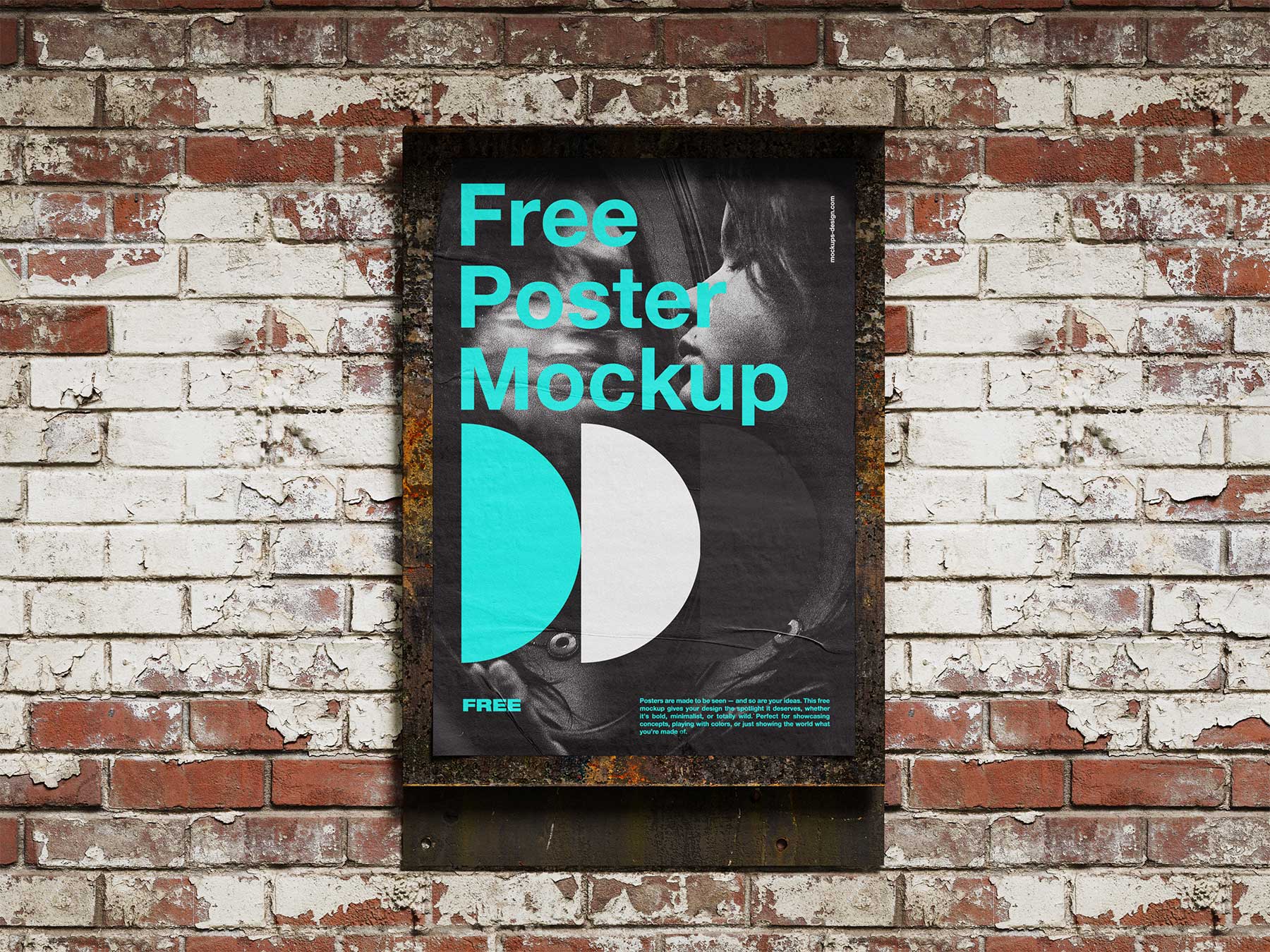 Free Urban Glue Paste Posters on Brick Wall Mockup Bundle