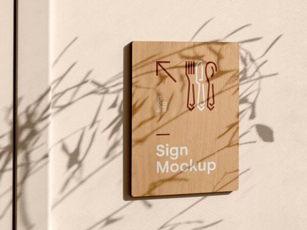 Free Wooden Sign Mockup on Wall