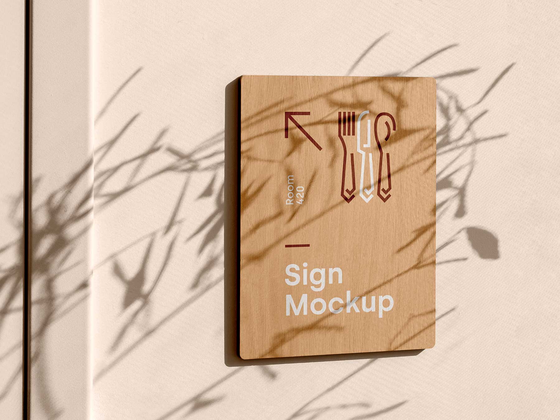 Free Wooden Sign Mockup on Wall