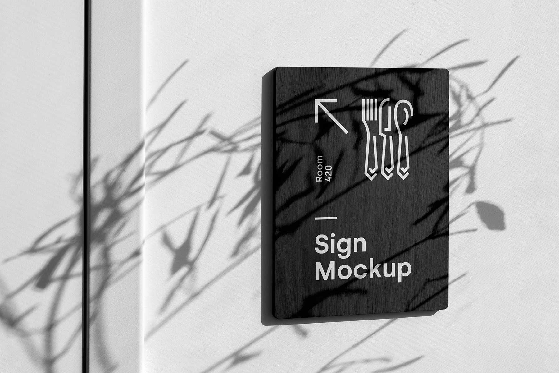 Free Wooden Sign Mockup on Wall