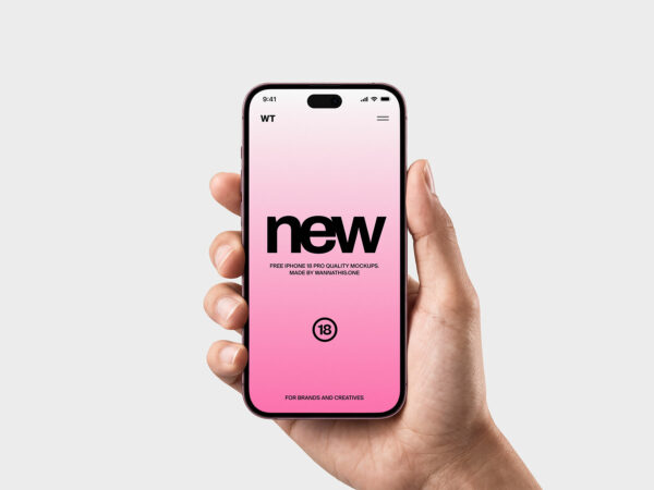 Hand Holding iPhone 18 Pro Free Mockup – App UI Display