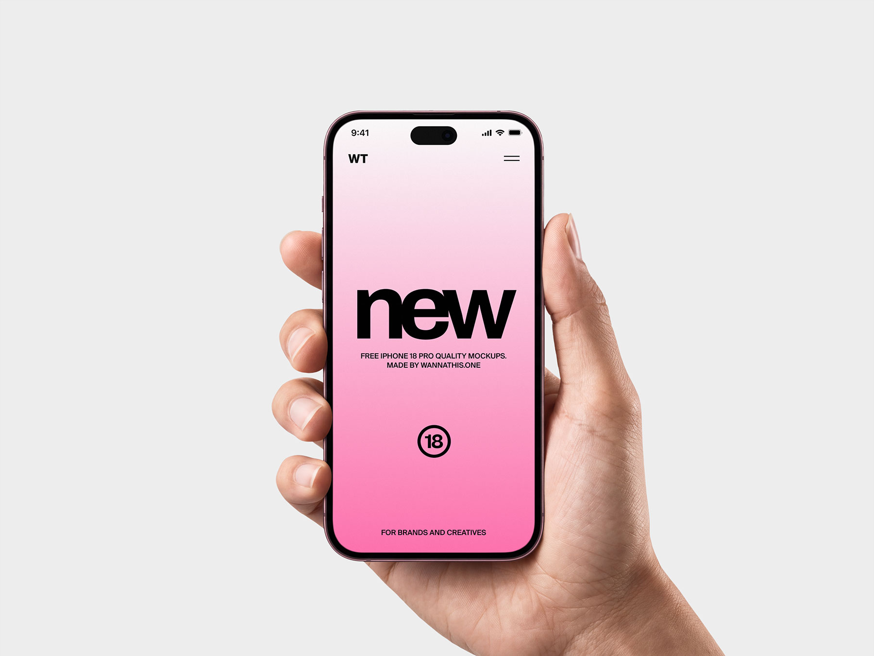 Hand Holding iPhone 18 Pro Free Mockup – App UI Display