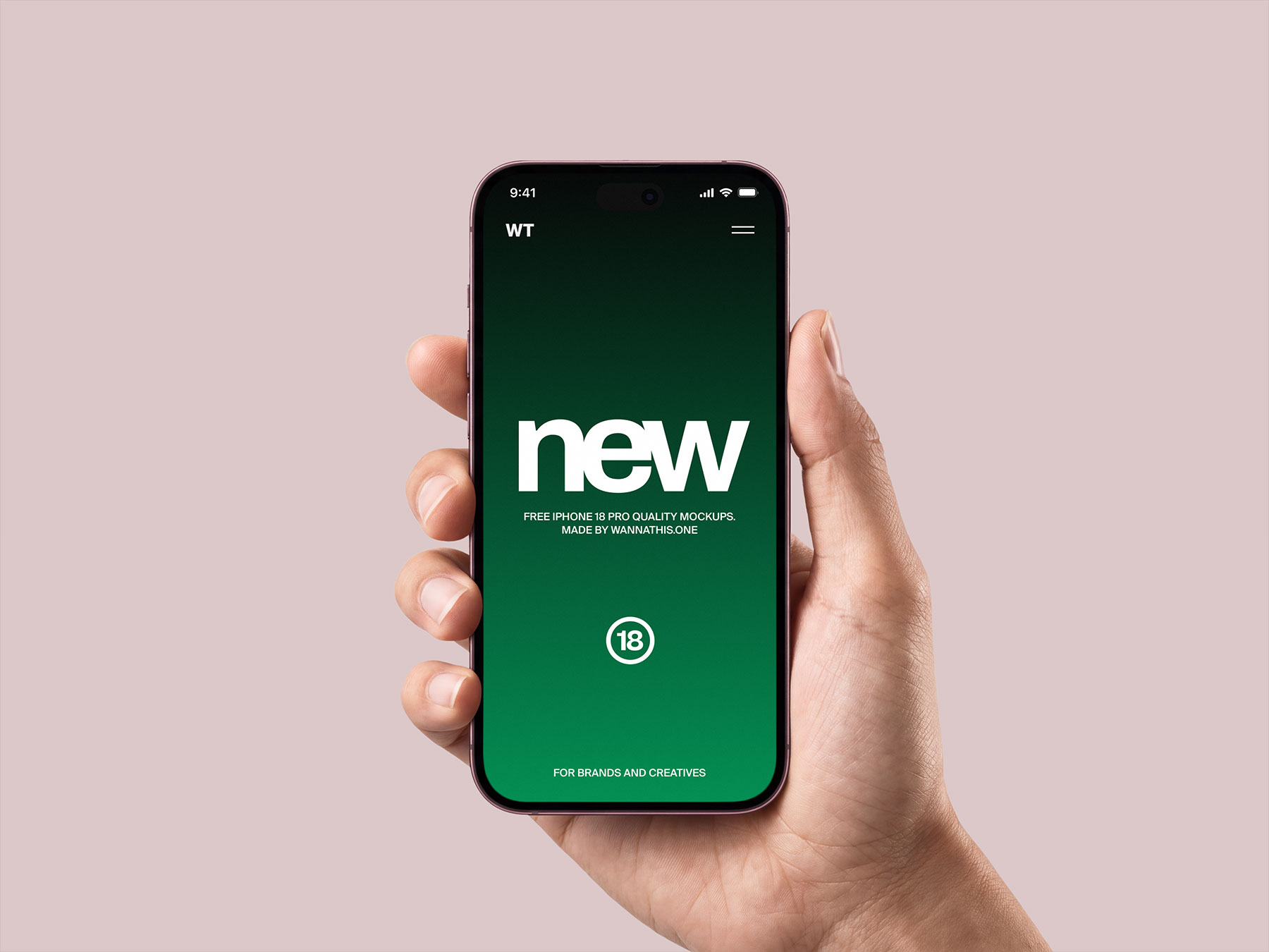 Hand Holding iPhone 18 Pro Free Mockup – App UI Display