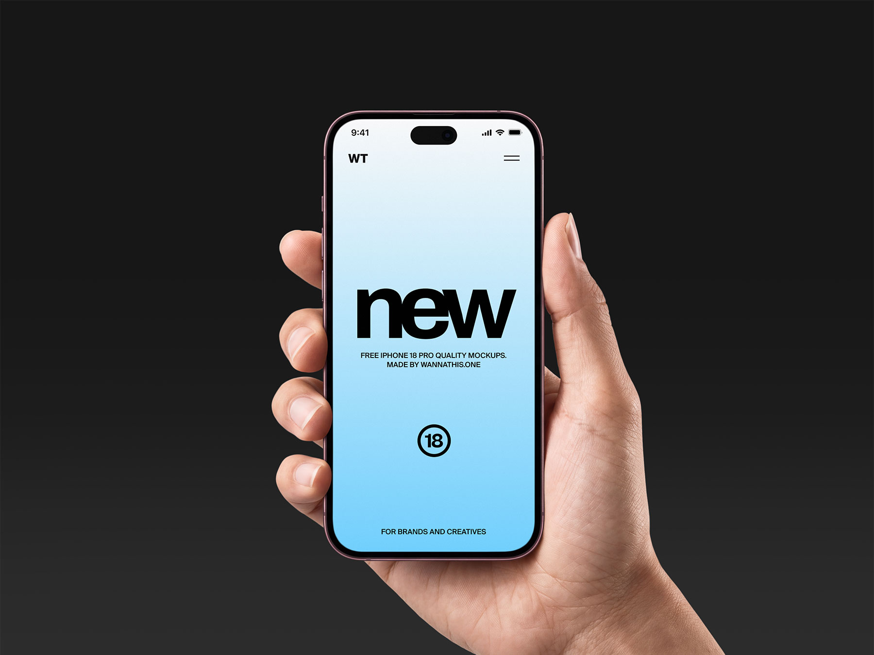 Hand Holding iPhone 18 Pro Free Mockup – App UI Display