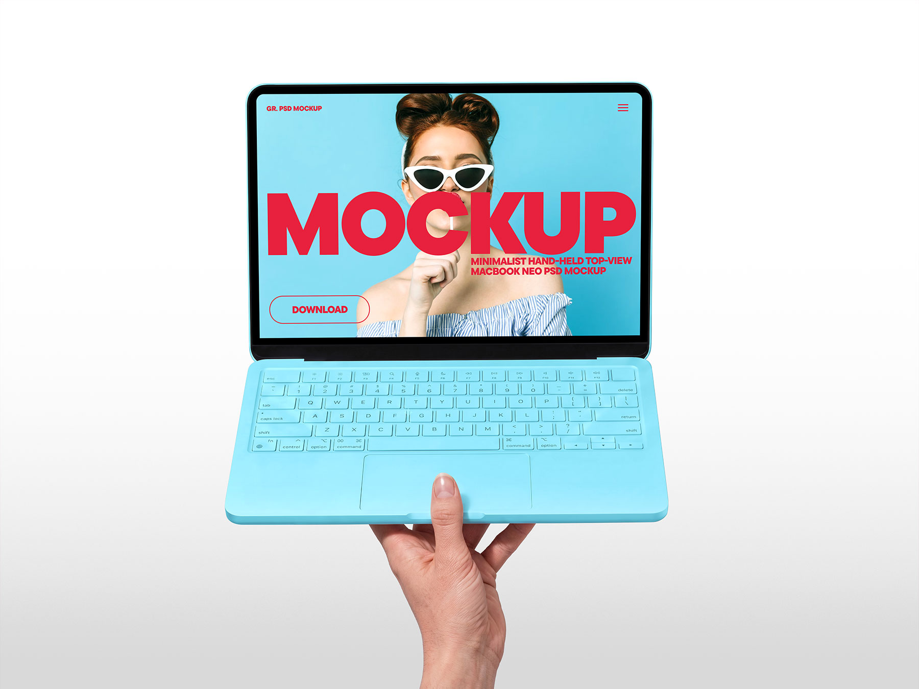 Hand Holding Open Laptop Free Mockup – Web Display