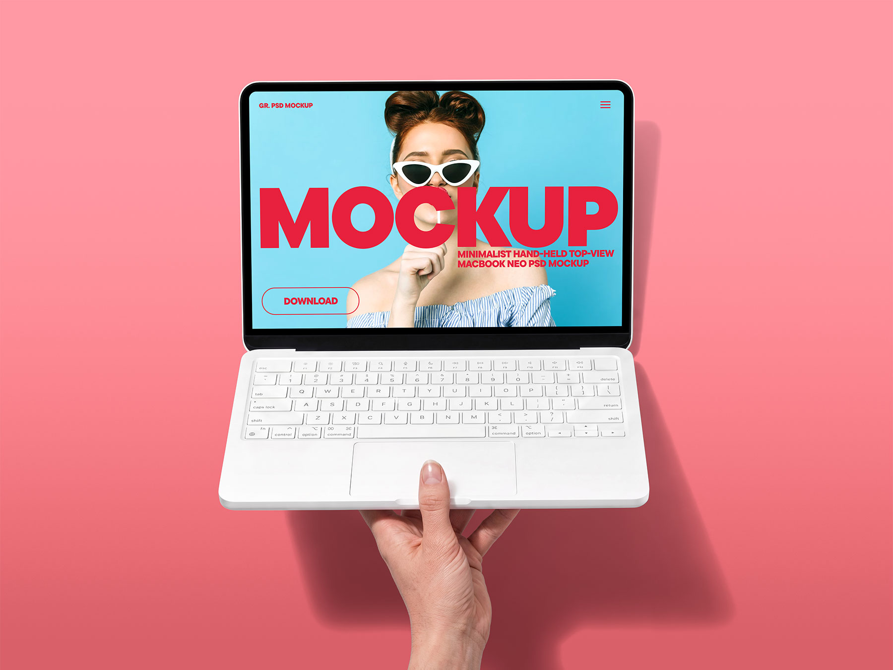 Hand Holding Open Laptop Free Mockup – Web Display