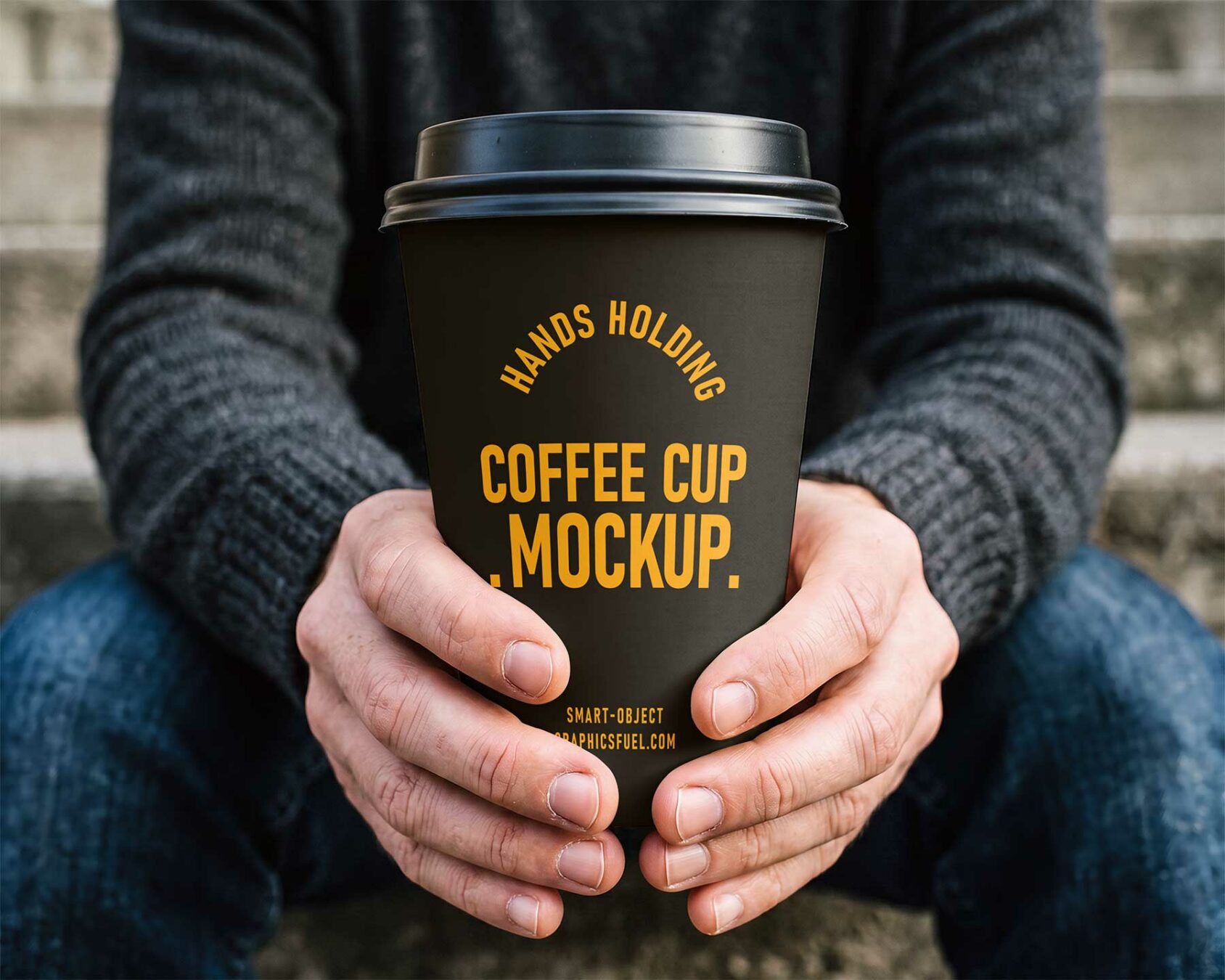 Hands Holding Paper Coffee Cup Free Mockup