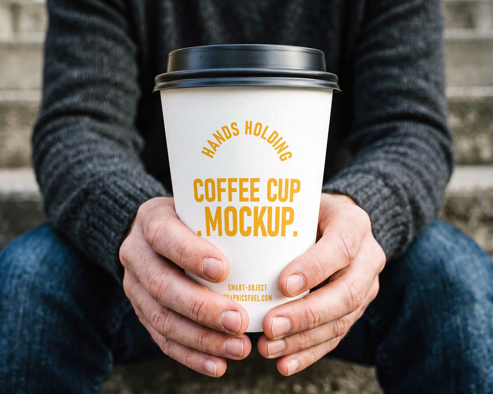 Hands Holding Paper Coffee Cup Free Mockup
