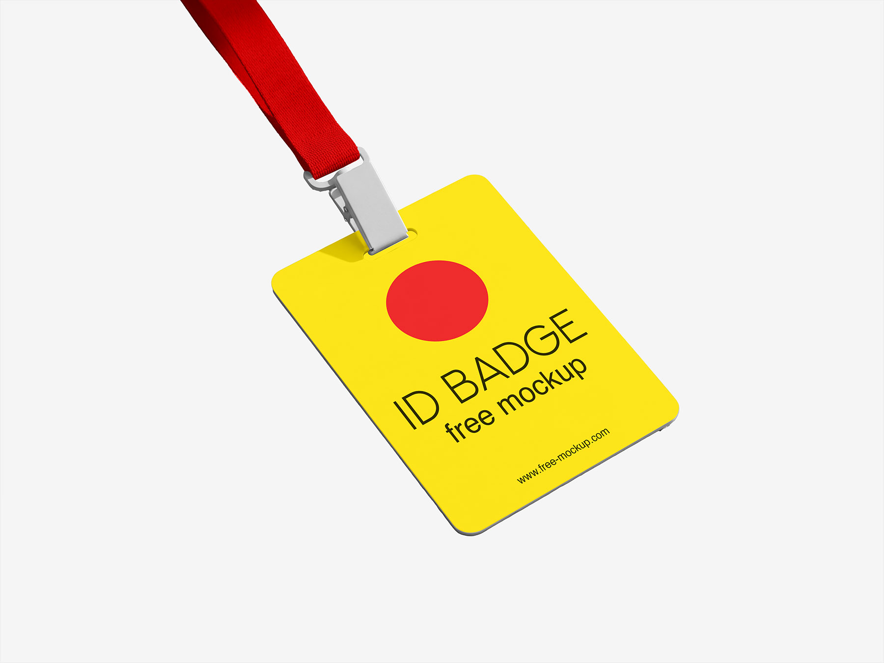 ID Badge Free Mockup on Wooden Table