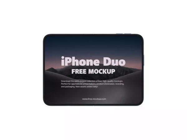 Free iPhone Duo Unfolded Front View Mockup Set