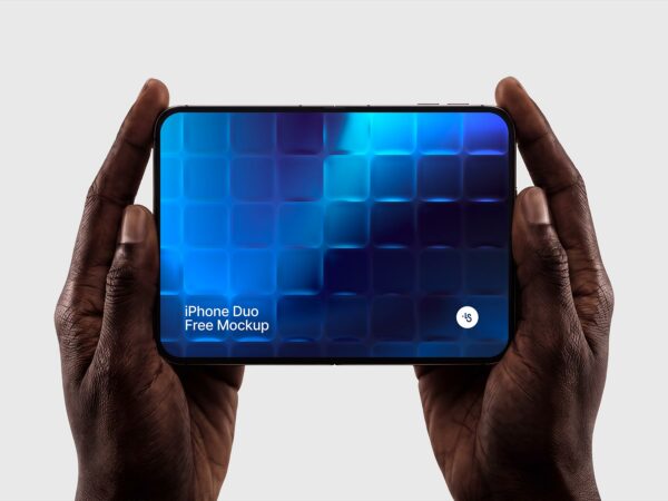 iPhone Duo Mockup Held in Two Hands