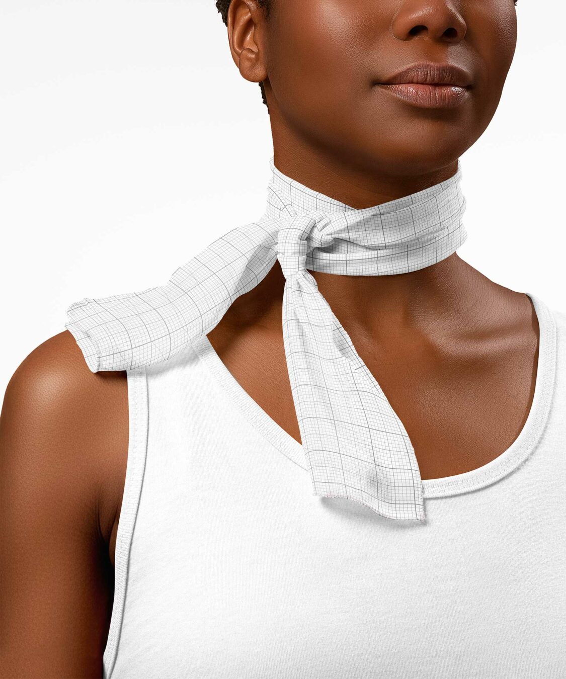 Silk Neck Scarf Free Mockup Worn by Model