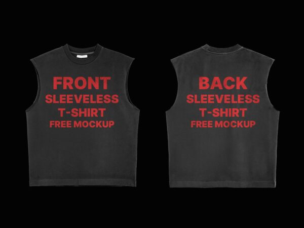 Sleeveless T-Shirt Free Mockup Front and Back