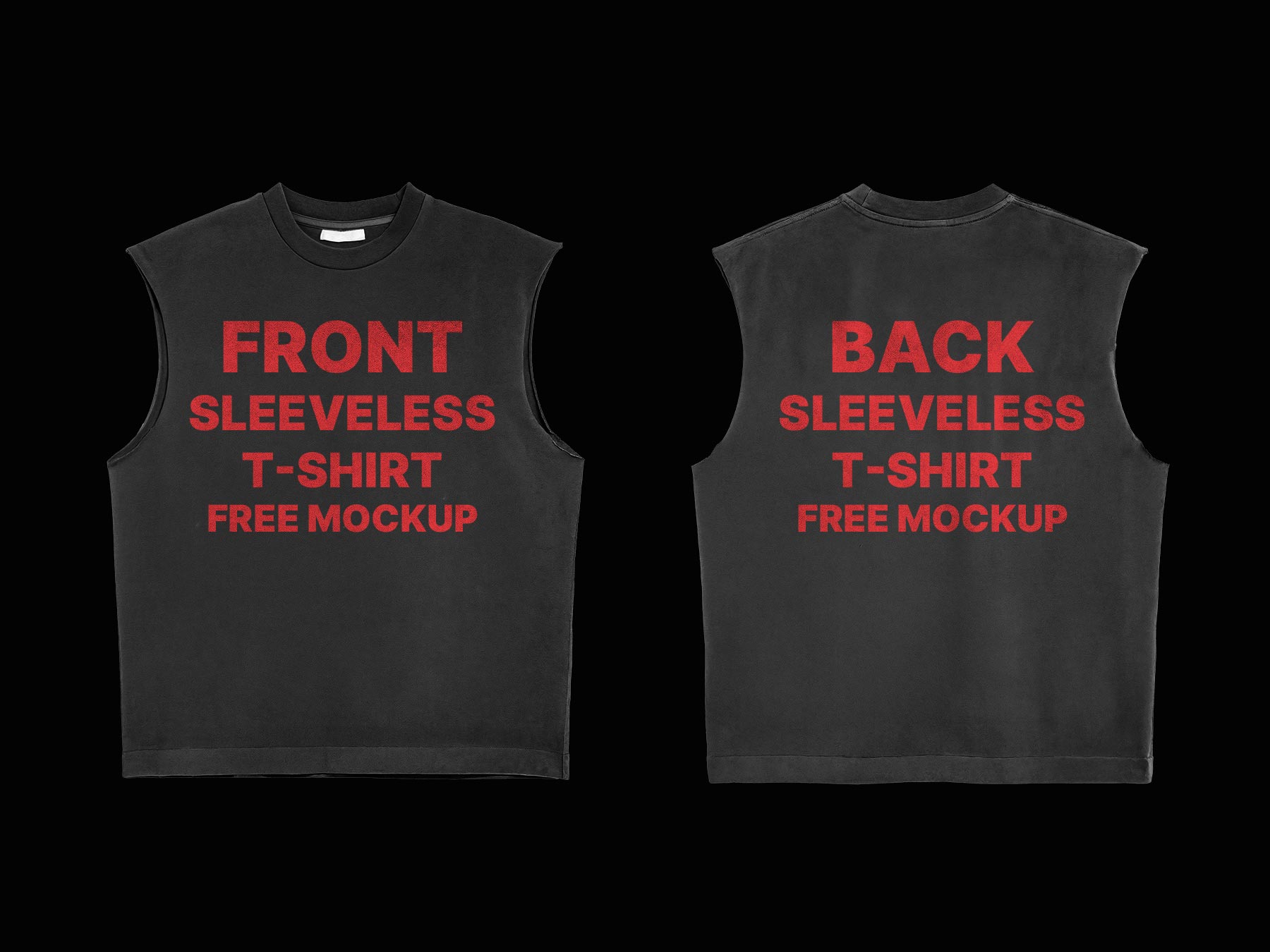 Sleeveless T-Shirt Free Mockup Front and Back