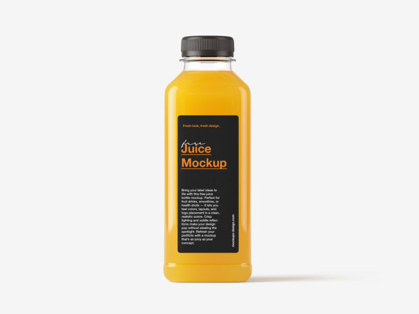 Square Plastic Juice Bottle Free Mockup