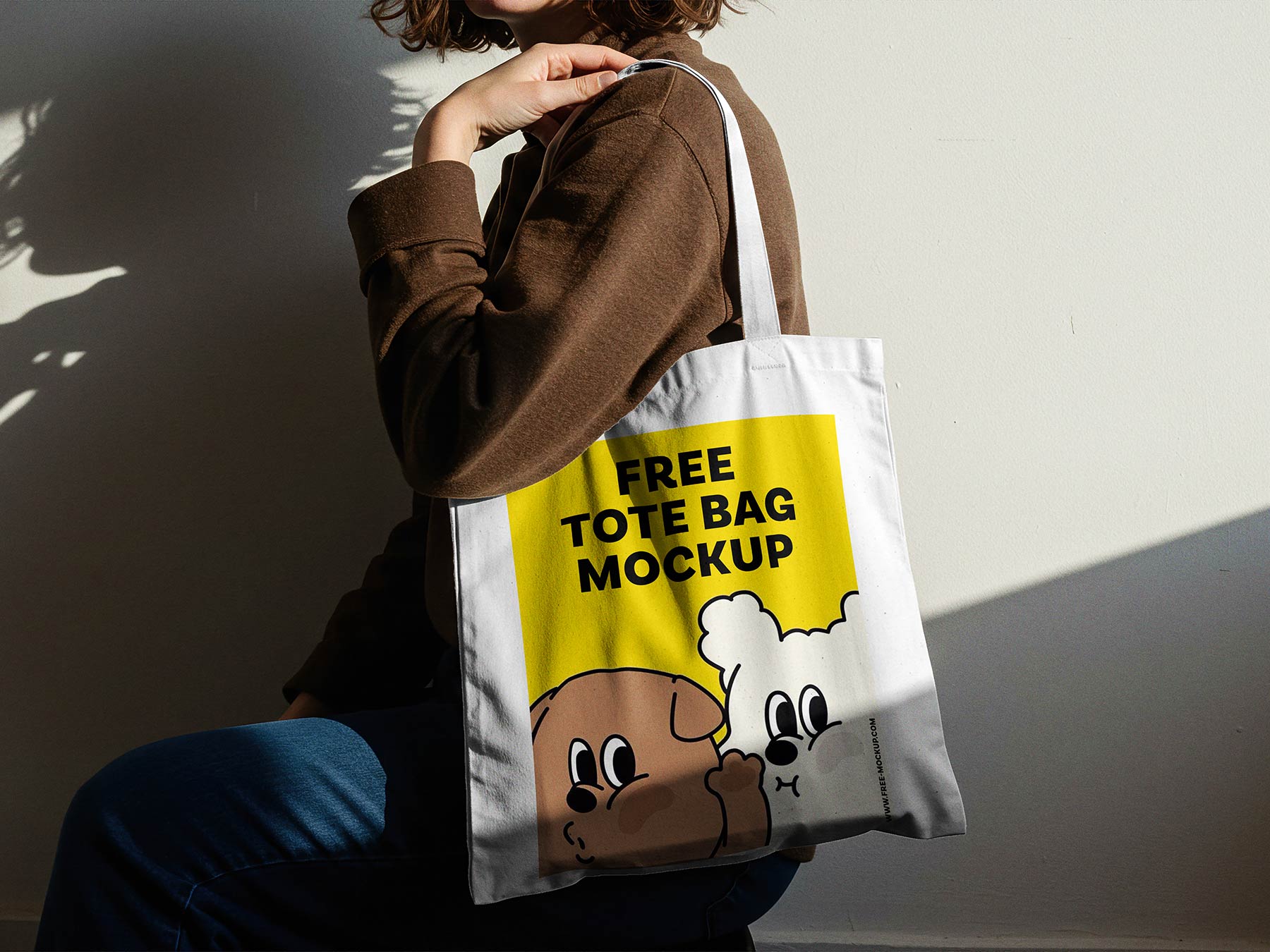 Tote Bag Free Mockup Carried on Shoulder