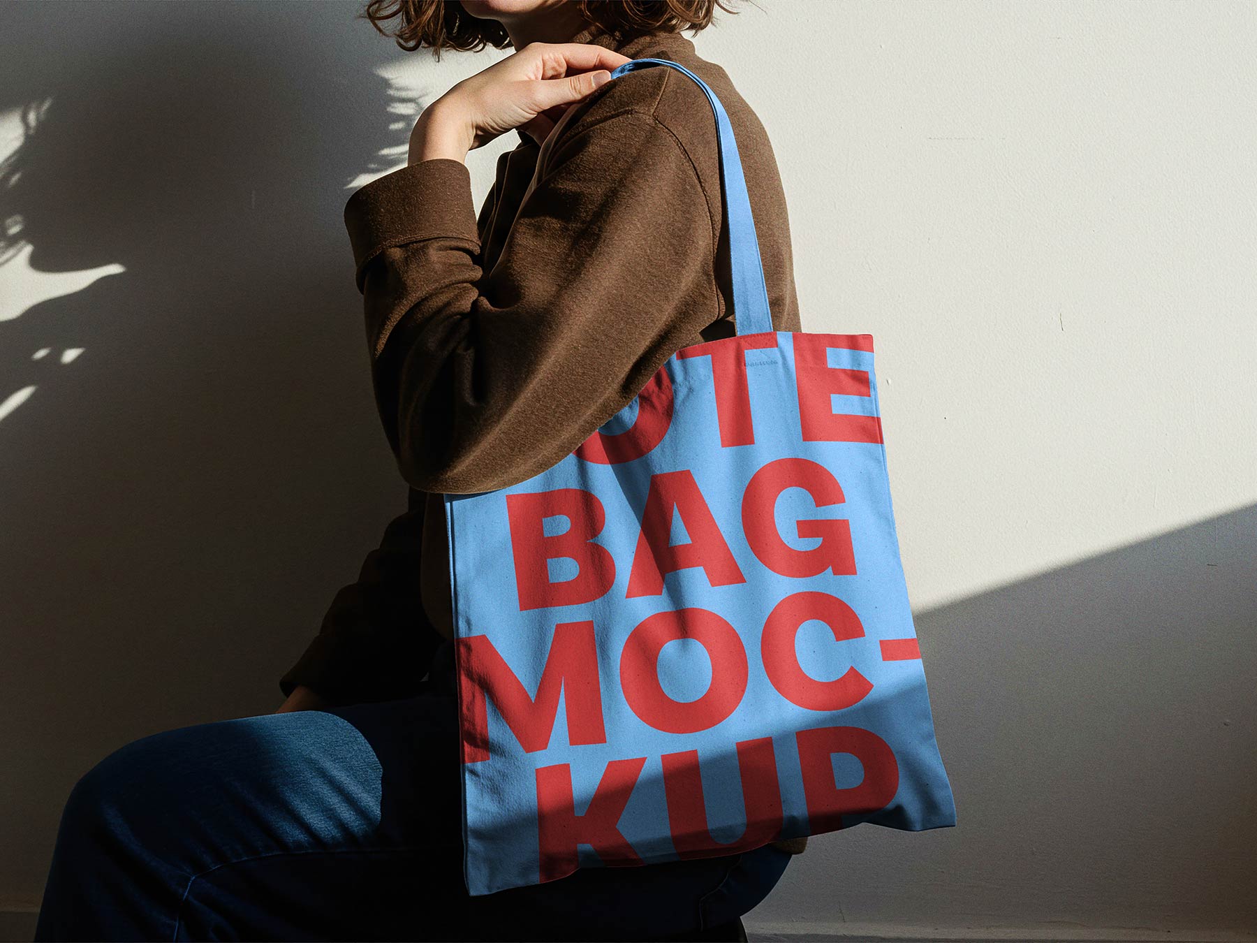 Tote Bag Free Mockup Carried on Shoulder
