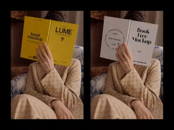 Book Free Mockup Held by Model