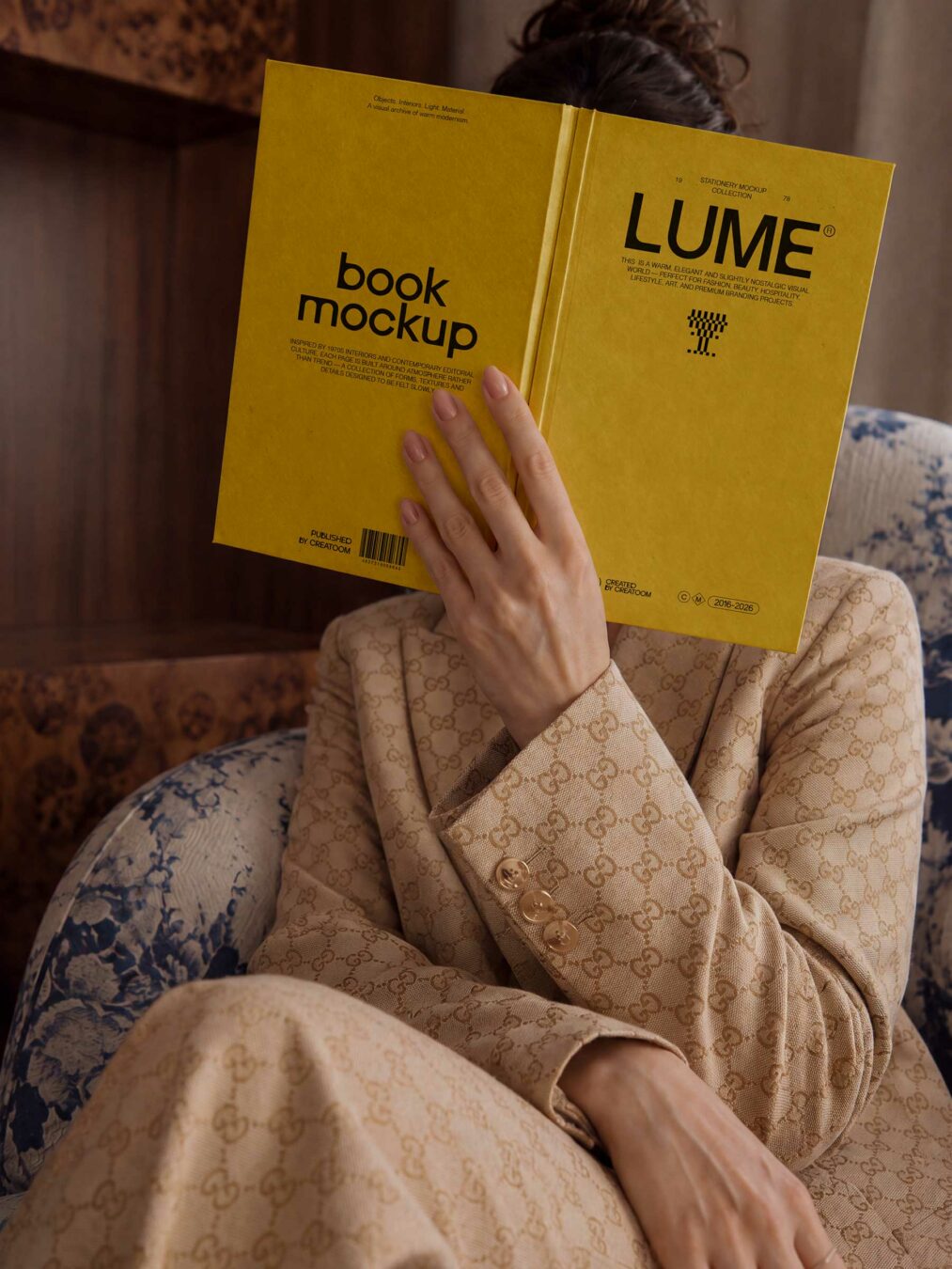 Book Free Mockup Held by Model
