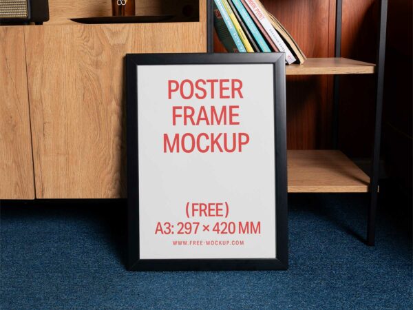 Free A3 Poster Frame Mockup on Floor