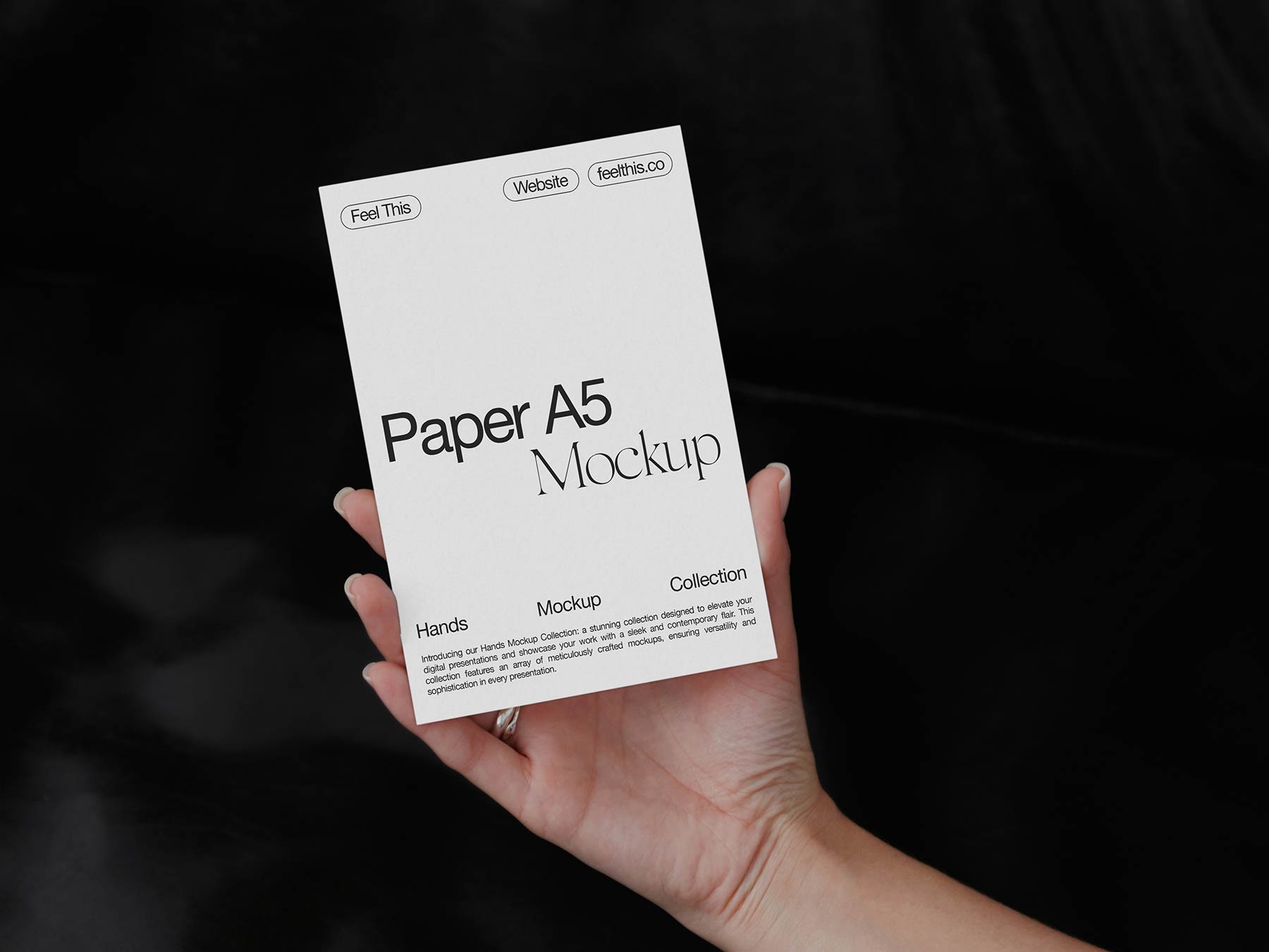 Free A5 Paper Mockup Held by Hand