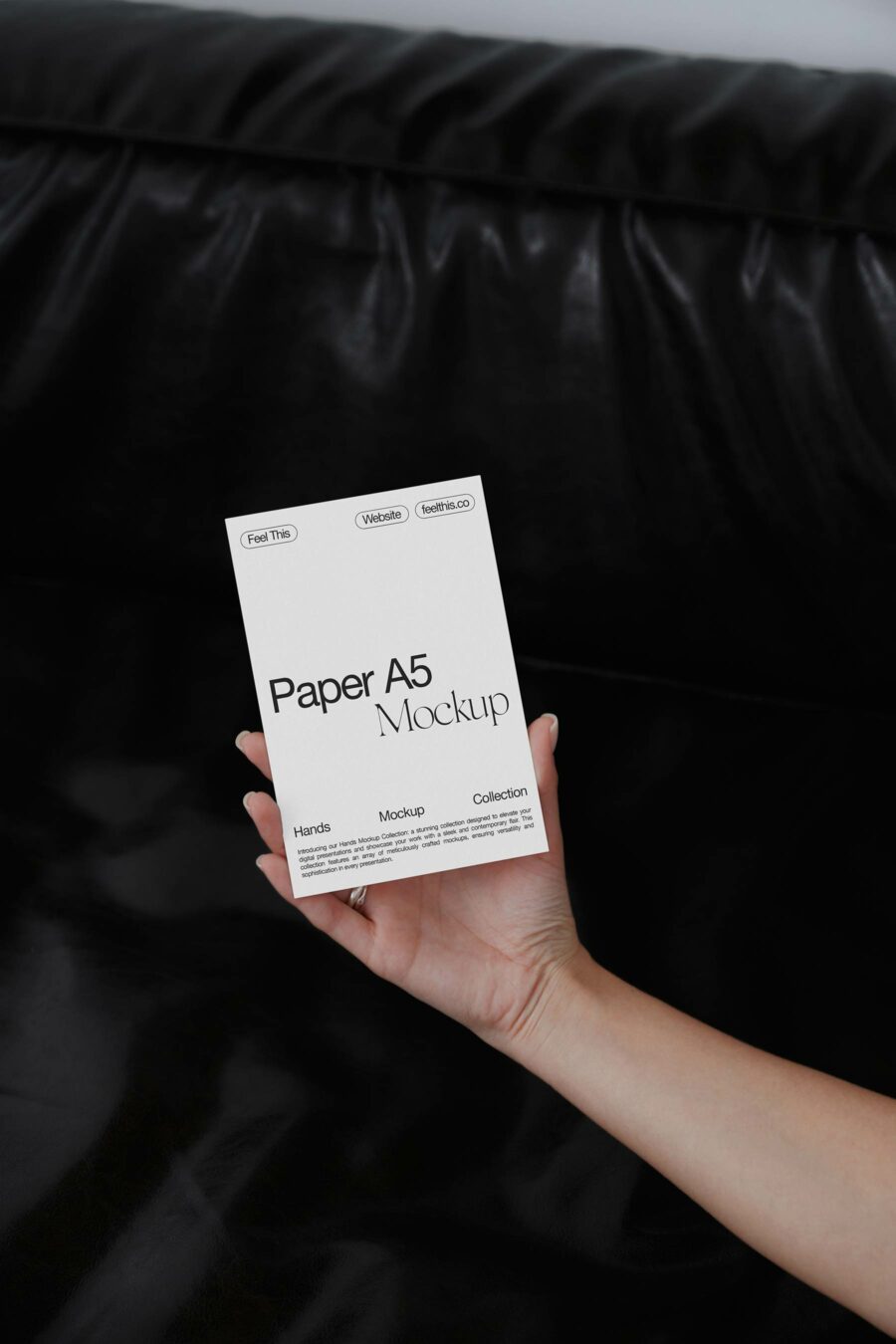 Free A5 Paper Mockup Held by Hand