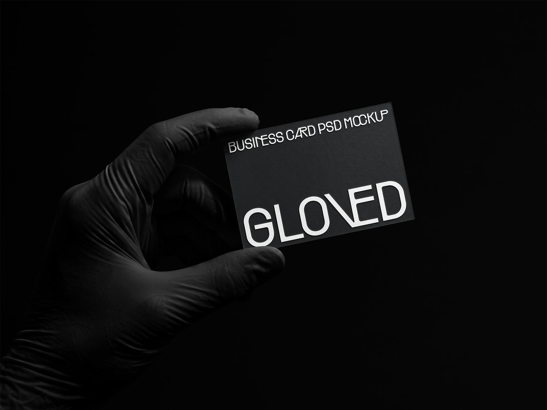 Free Business Card Mockup Held in Gloved Hand